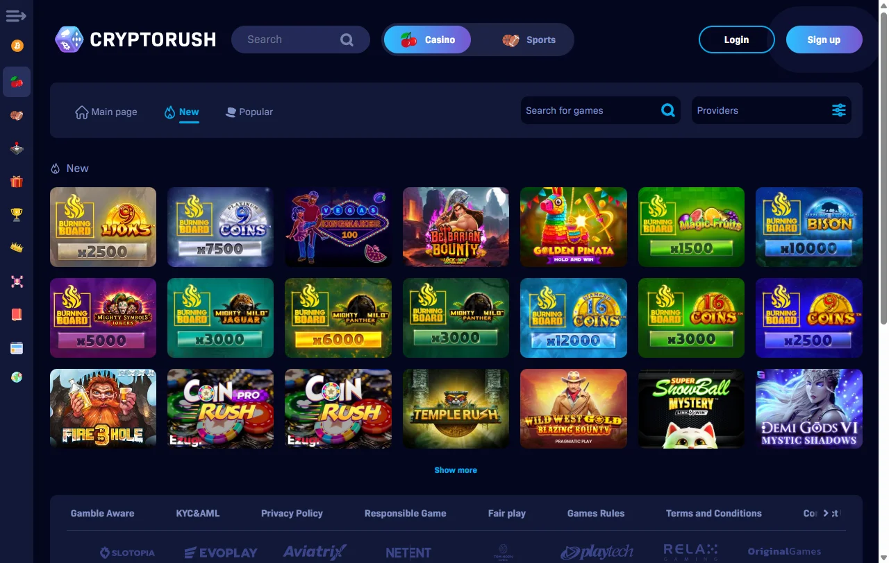 Bonos promociones bienvenida CryptoRush casino España detallados