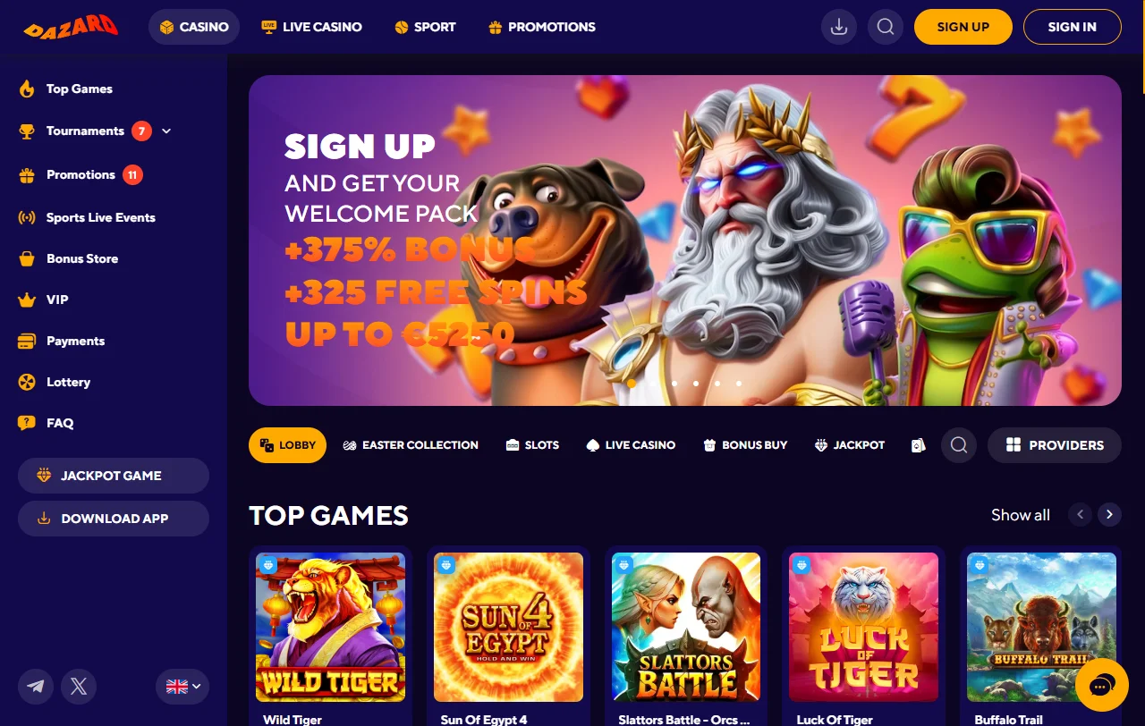 Análisis editorial de Dazard Casino para jugadores de España