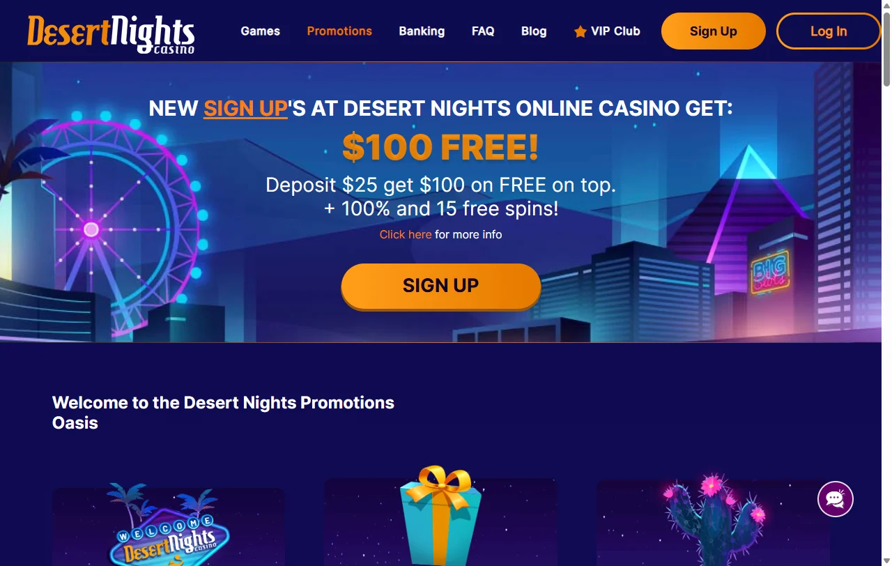 Desert Nights Casino bono de bienvenida y promociones