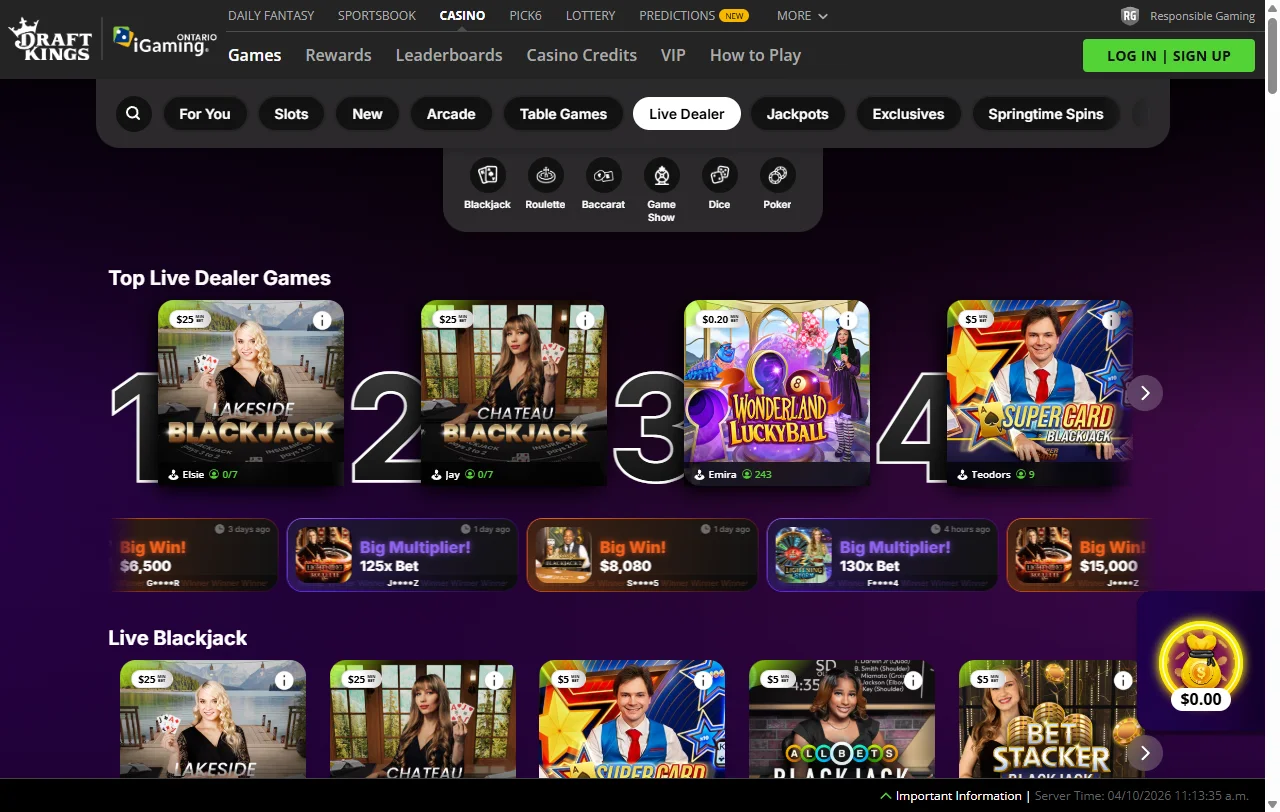 Bonos y promociones disponibles en DraftKings Casino