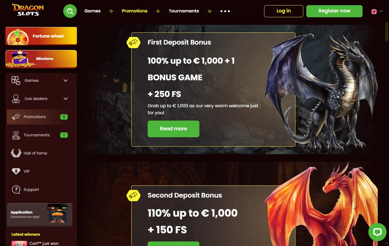 Selección juegos slots proveedores en DragonSlots casino España
