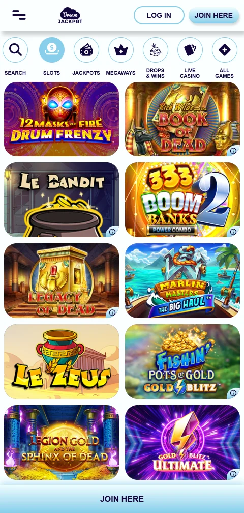 Depósitos y retiros disponibles en Dream Jackpot Casino