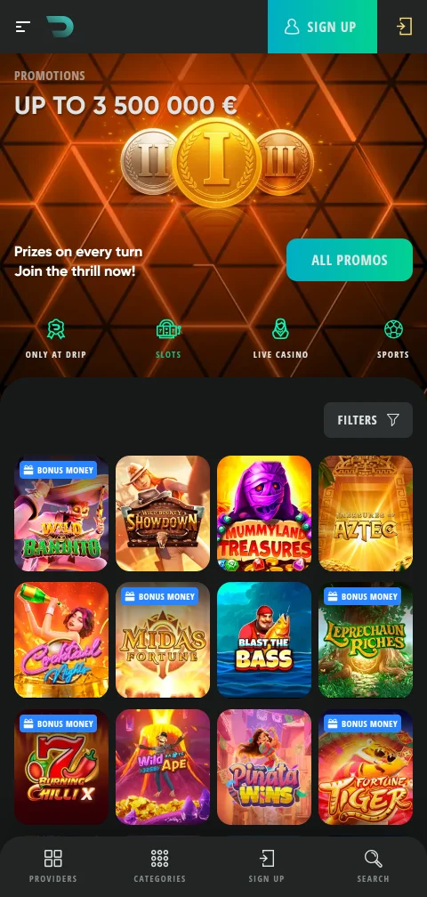 Acceso móvil de Drip Casino en dispositivos actuales
