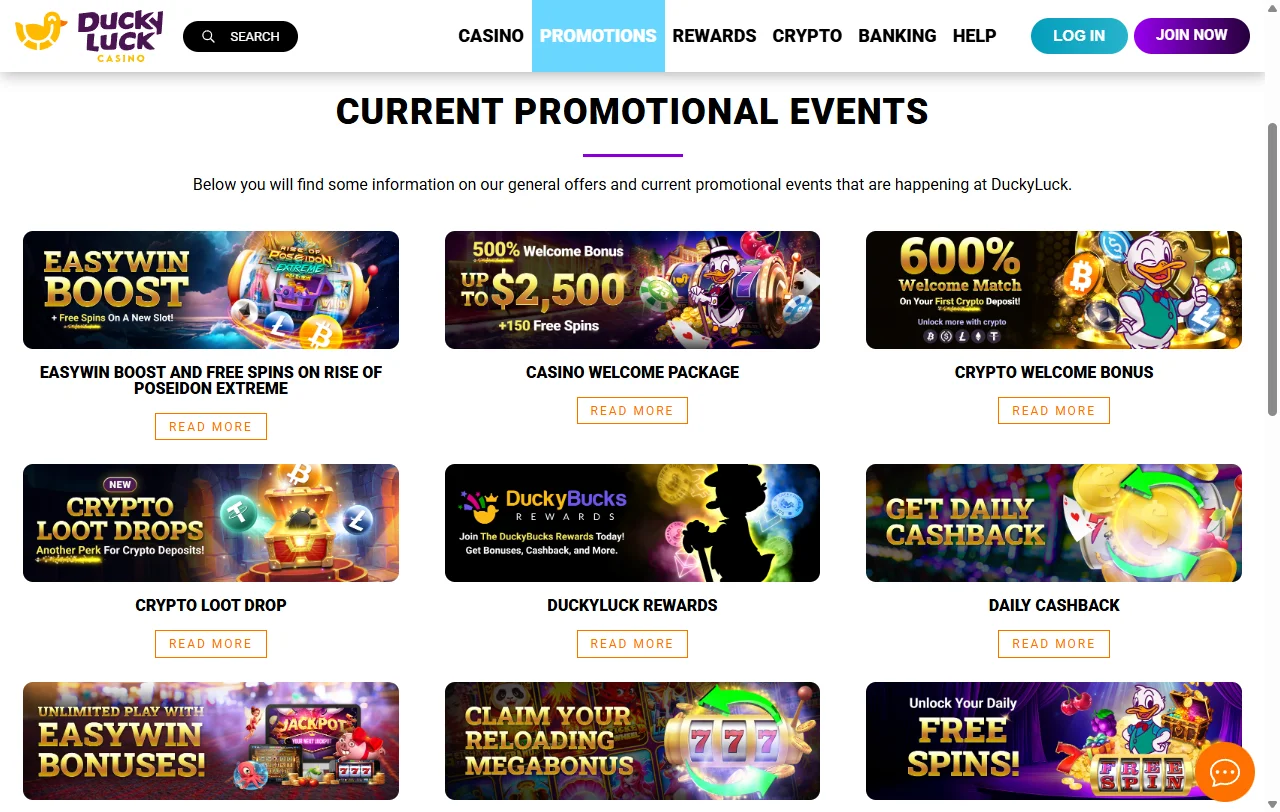 DuckyLuck Casino juegos, tragaperras y directo en un vistazo