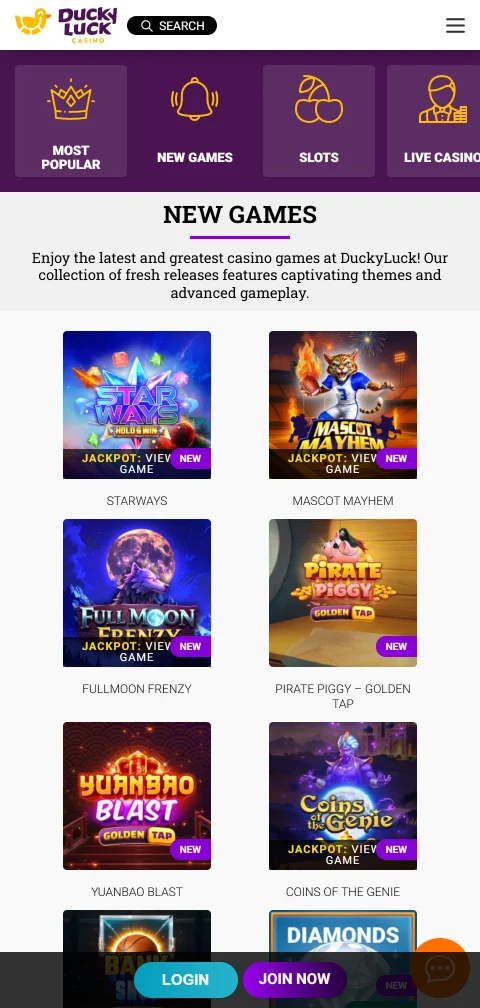 DuckyLuck Casino experiencia móvil y acceso desde smartphone