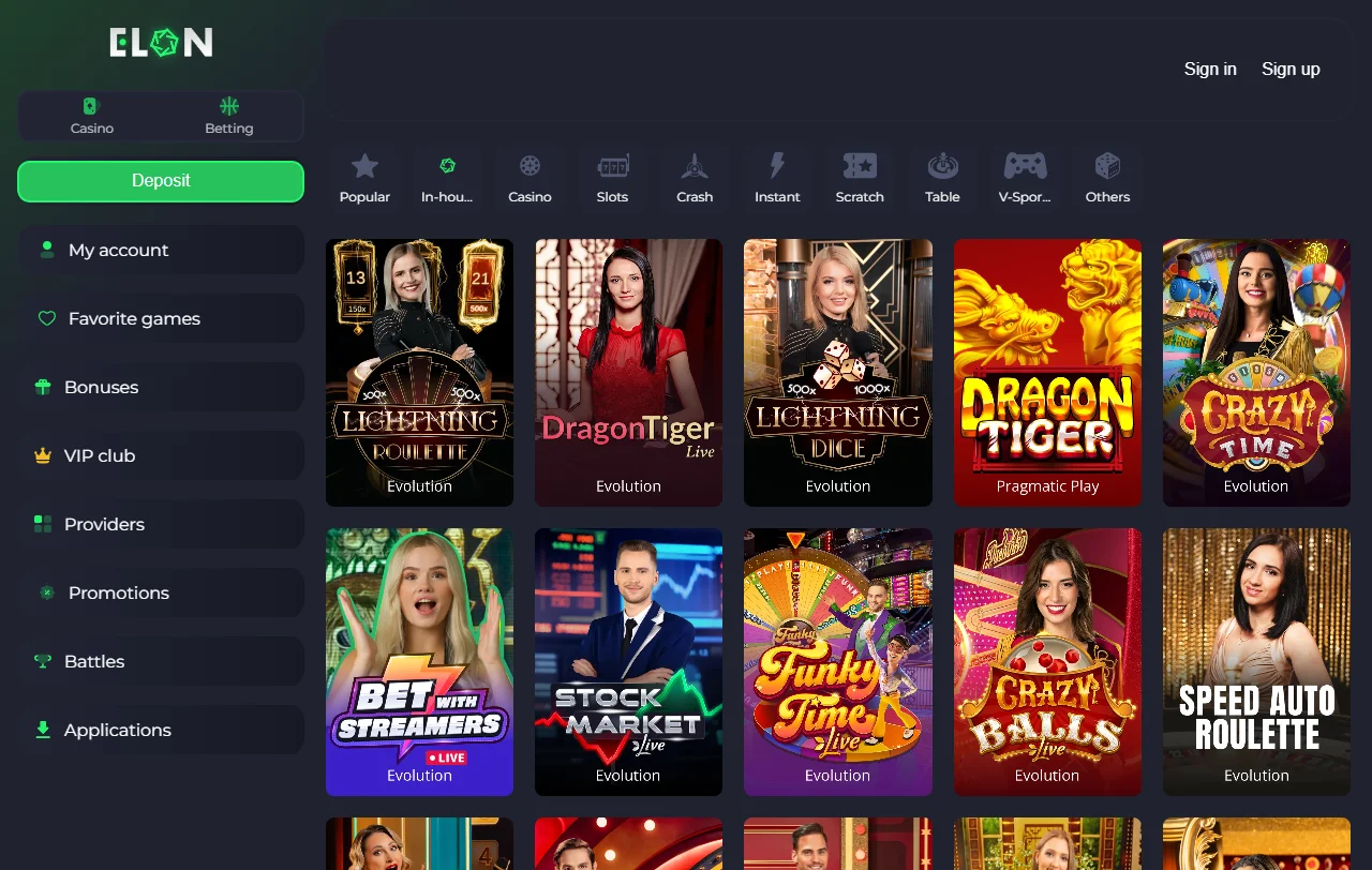 Bonos y promociones principales de Elon Casino
