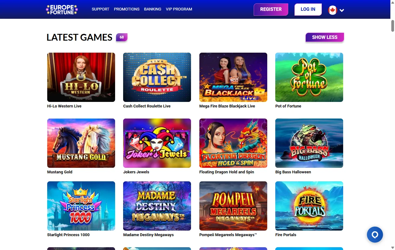 Europe Fortune Casino bonos de bienvenida y promociones