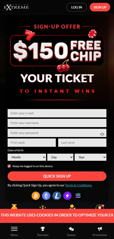 Juego móvil responsive Extreme Casino España accesible