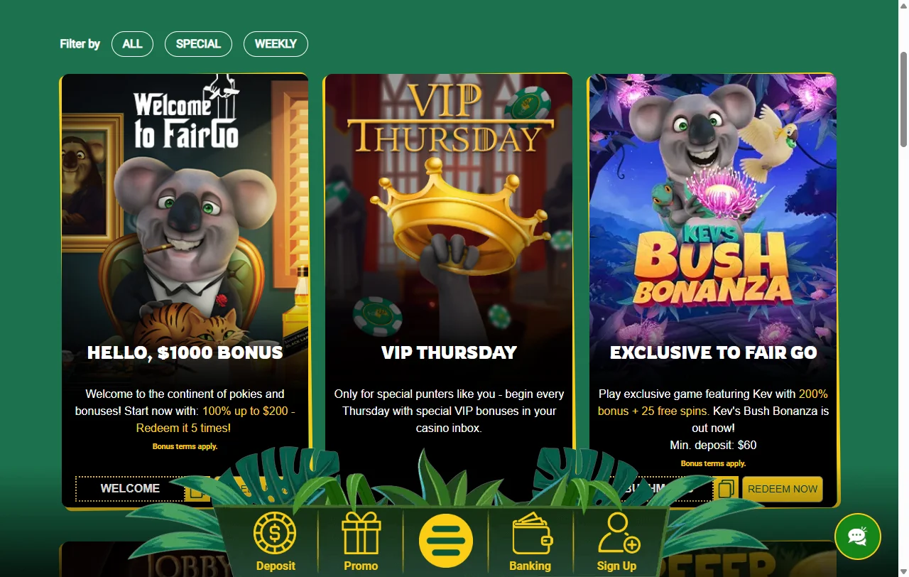Fair Go Casino catálogo de juegos, slots y vivo