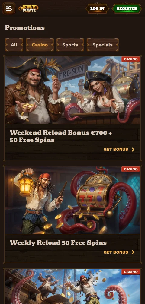 Depósitos, retiros y métodos de pago en Fat Pirate Casino
