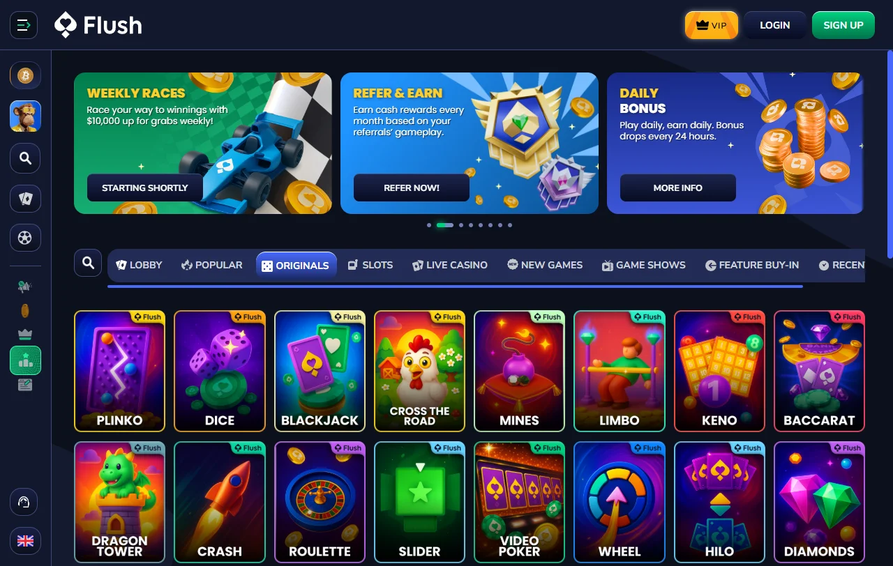 Flush casino juegos, slots y oferta de entretenimiento
