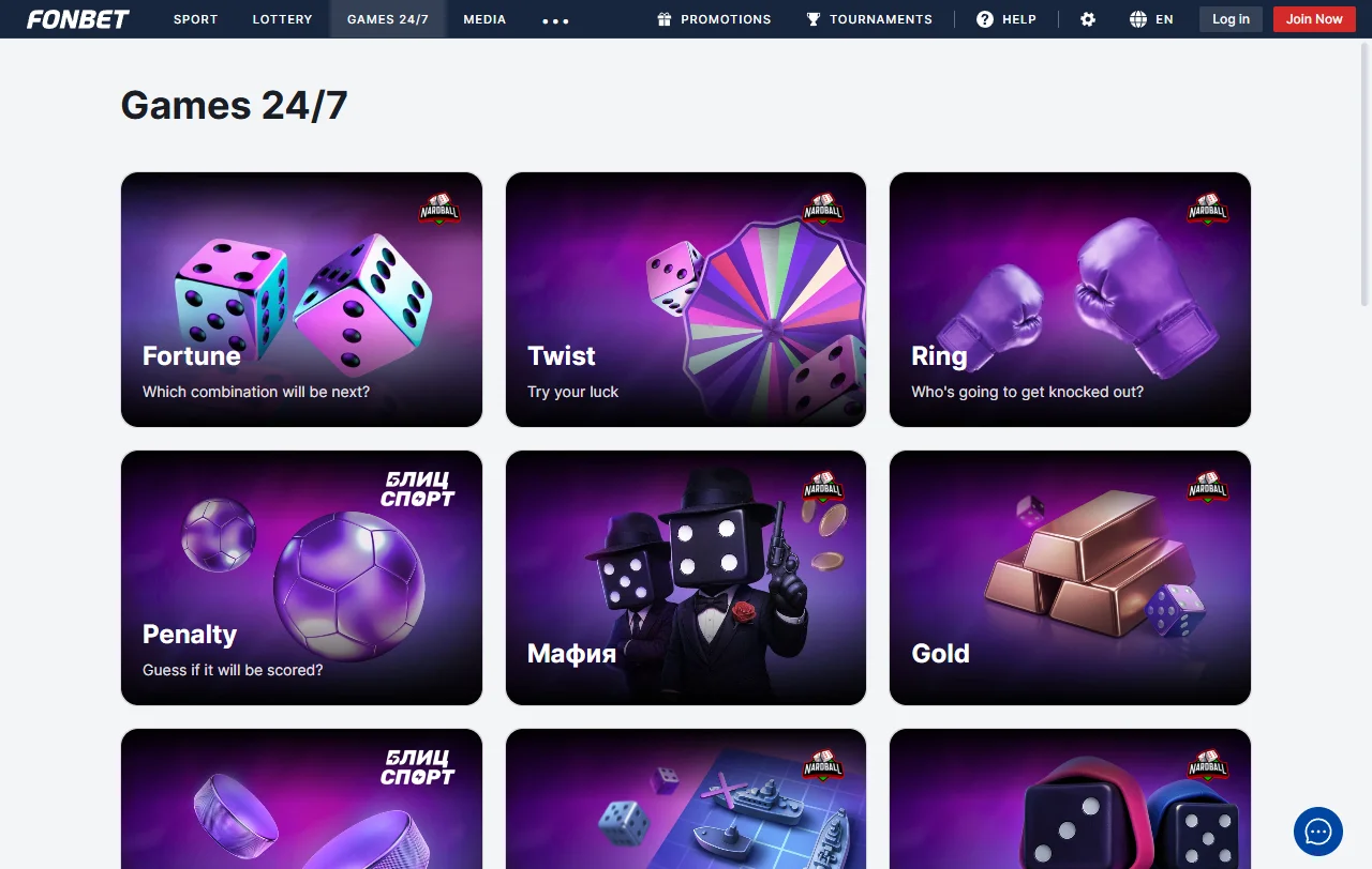 Fonbet Casino catálogo de juegos y proveedores destacados