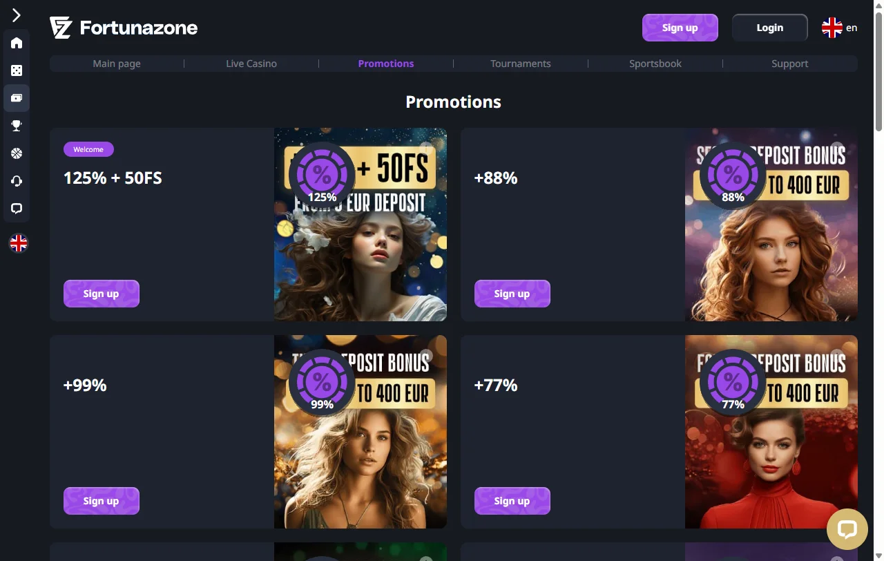 FortunaZone Casino catálogo de juegos y proveedores