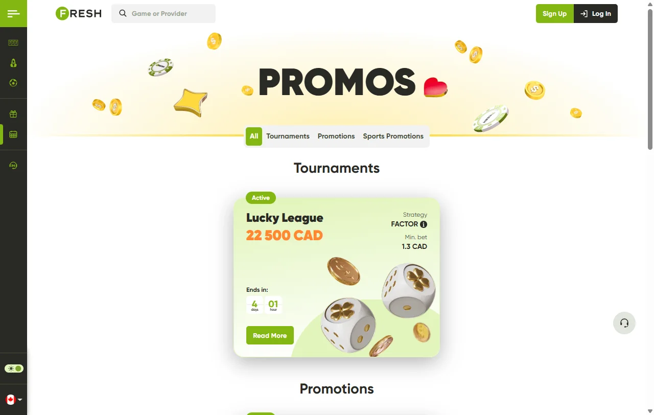 Selección juegos y proveedores en Fresh casino España