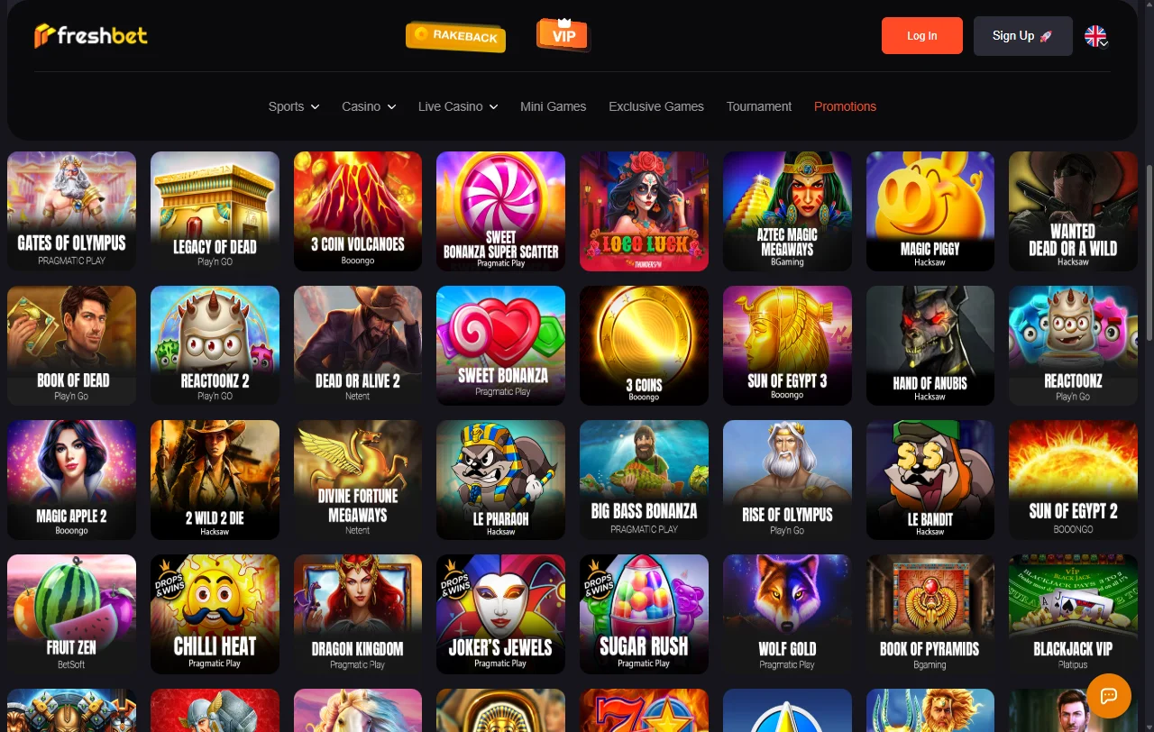 Bonos promociones bienvenida Freshbet casino España ofertas