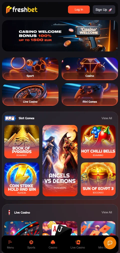 Juego móvil accesibilidad Freshbet casino España smartphones