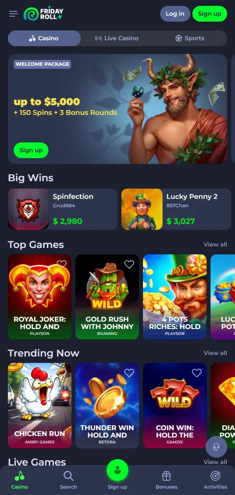 FridayRoll Casino experiencia móvil adaptada a dispositivos iOS y Android