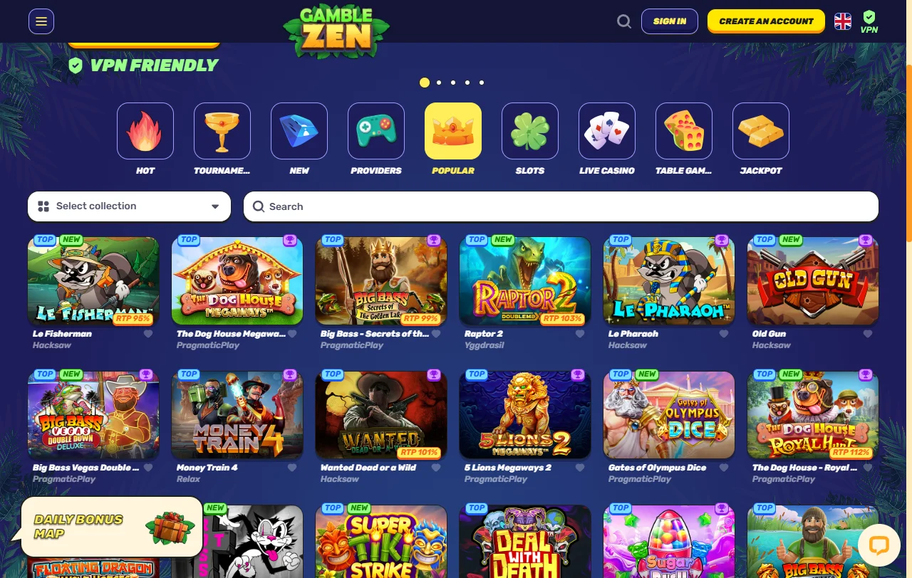 Bonos y promociones principales de Gamblezen Casino
