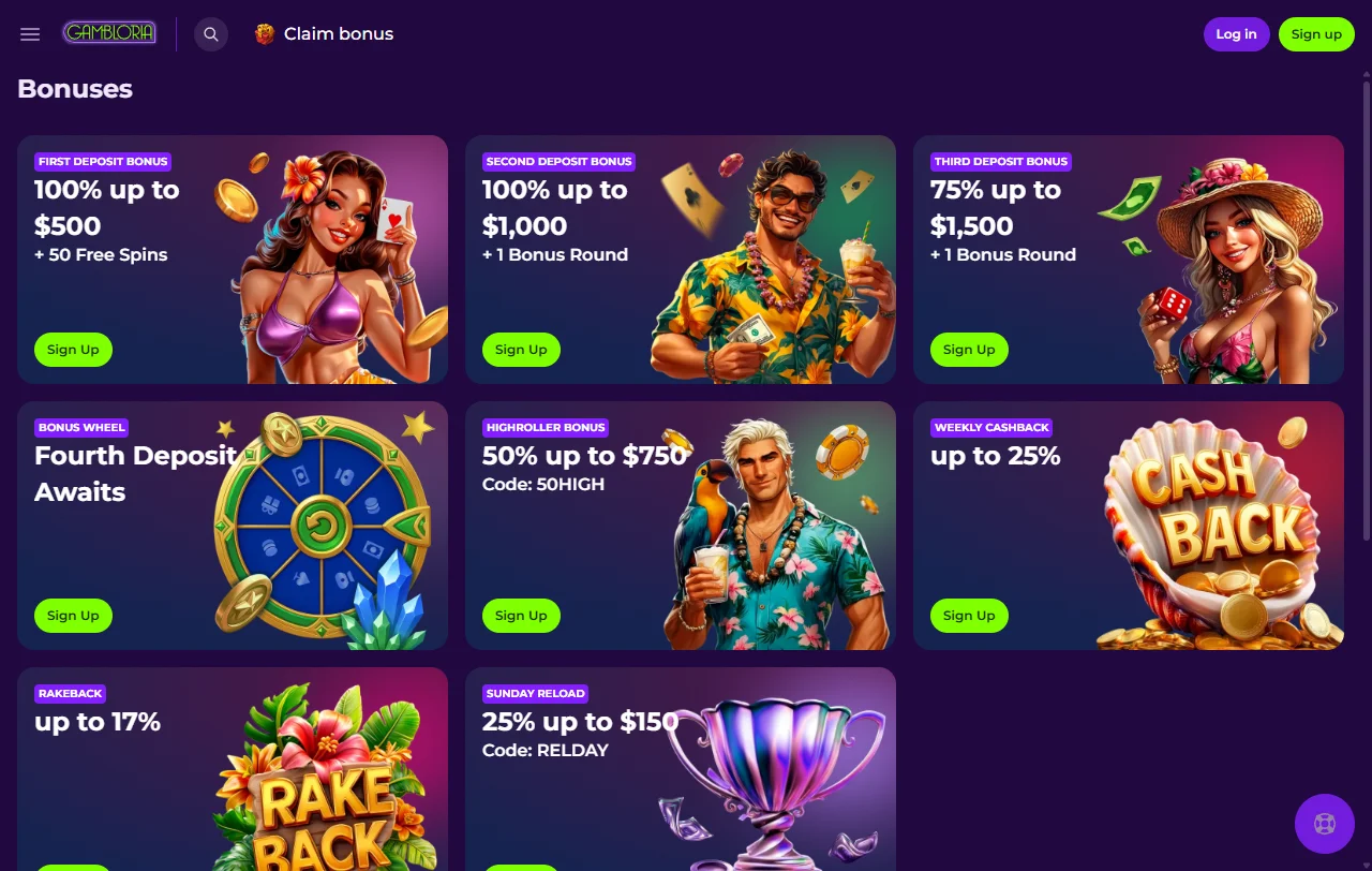 Gambloria Casino catálogo de slots, mesas en vivo y proveedores destacados