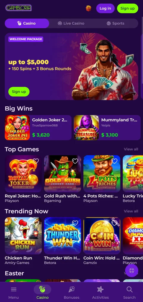 Gambloria Casino experiencia móvil optimizada para jugar desde smartphone