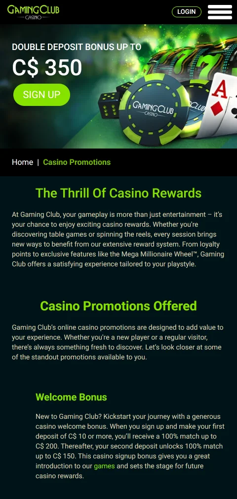 Gaming Club Casino depósitos, retiradas y métodos de pago