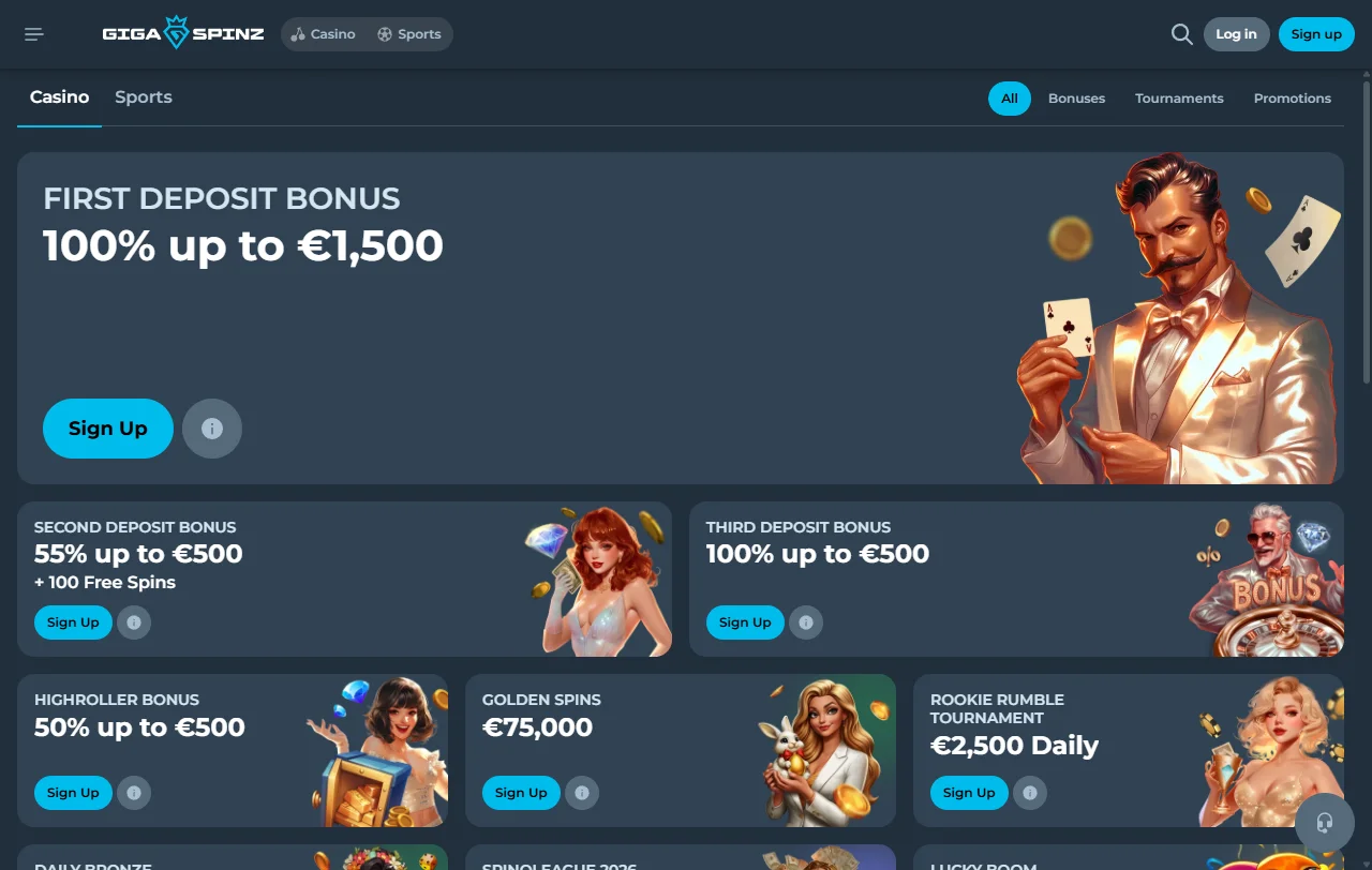 Slots tragaperras y juegos disponibles Gigaspinz Casino España
