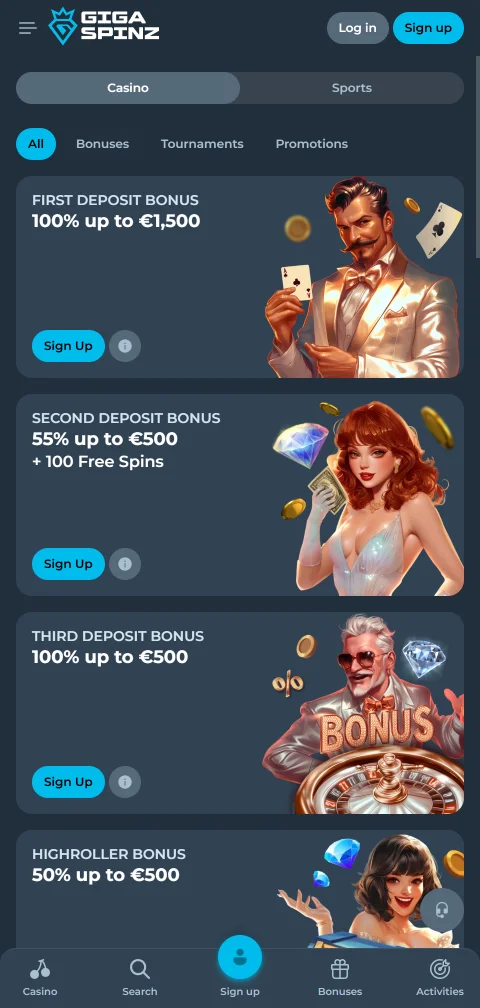 Depósitos retiros métodos pago Gigaspinz Casino España