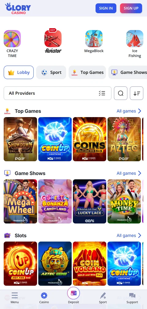 Acceso móvil responsive Glory Casino España optimizado