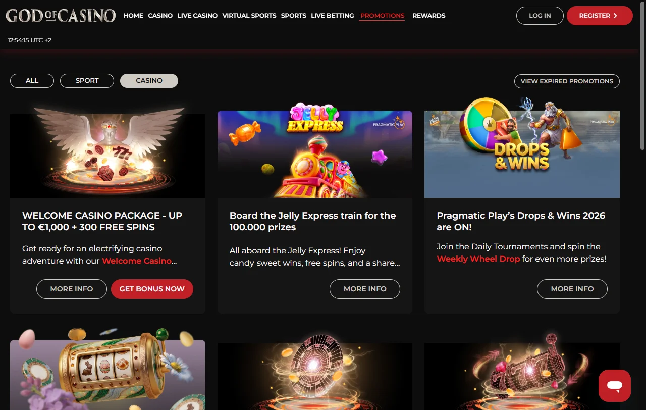 Promociones y bonos bienvenida God of Casino España