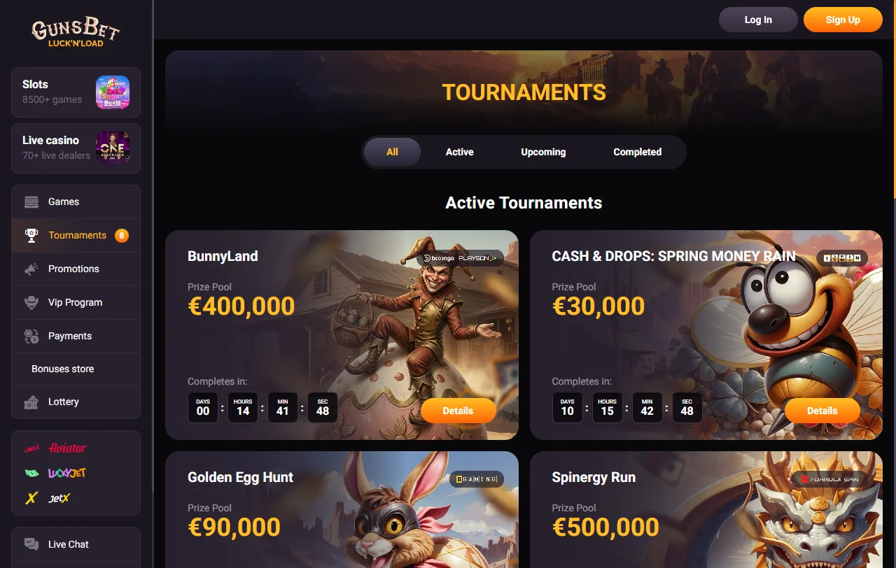 Juegos slots mesas live disponibles Gunsbet Casino España