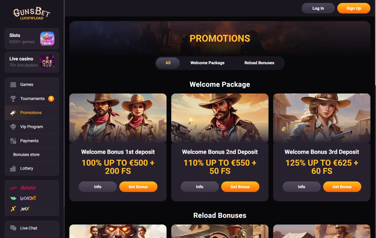 Bonos bienvenida promociones vigentes Gunsbet Casino España