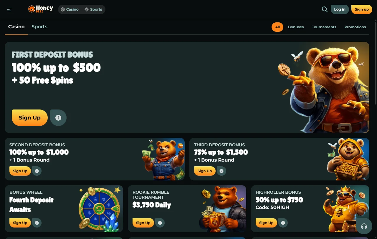 Selección juegos y proveedores principales HoneyBetz Casino España