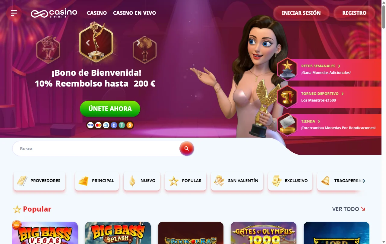 Infinity Casino juegos, slots y casino en vivo