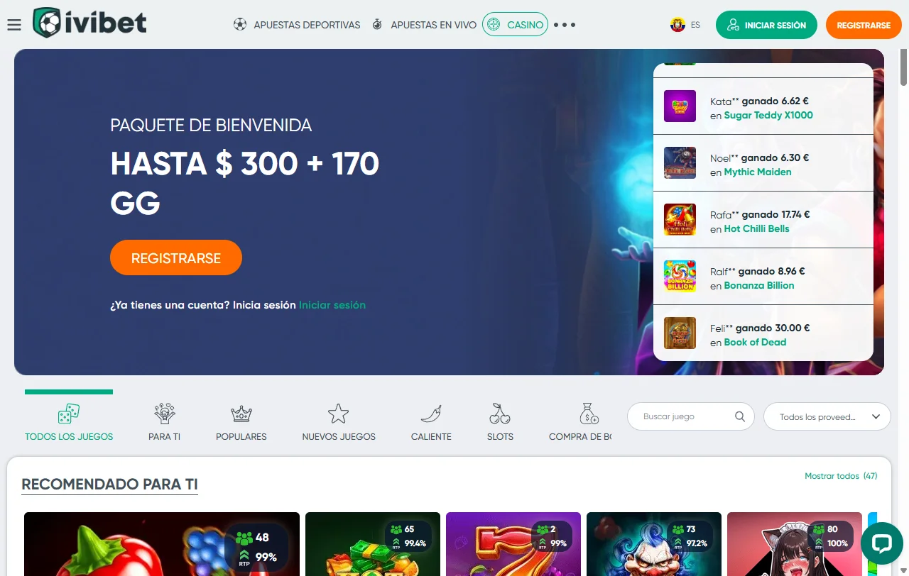 Bonos promociones bienvenida Ivibet Casino España detallados