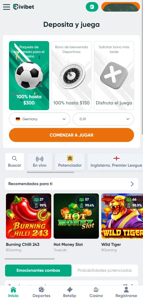Acceso móvil gaming Ivibet Casino España optimizado