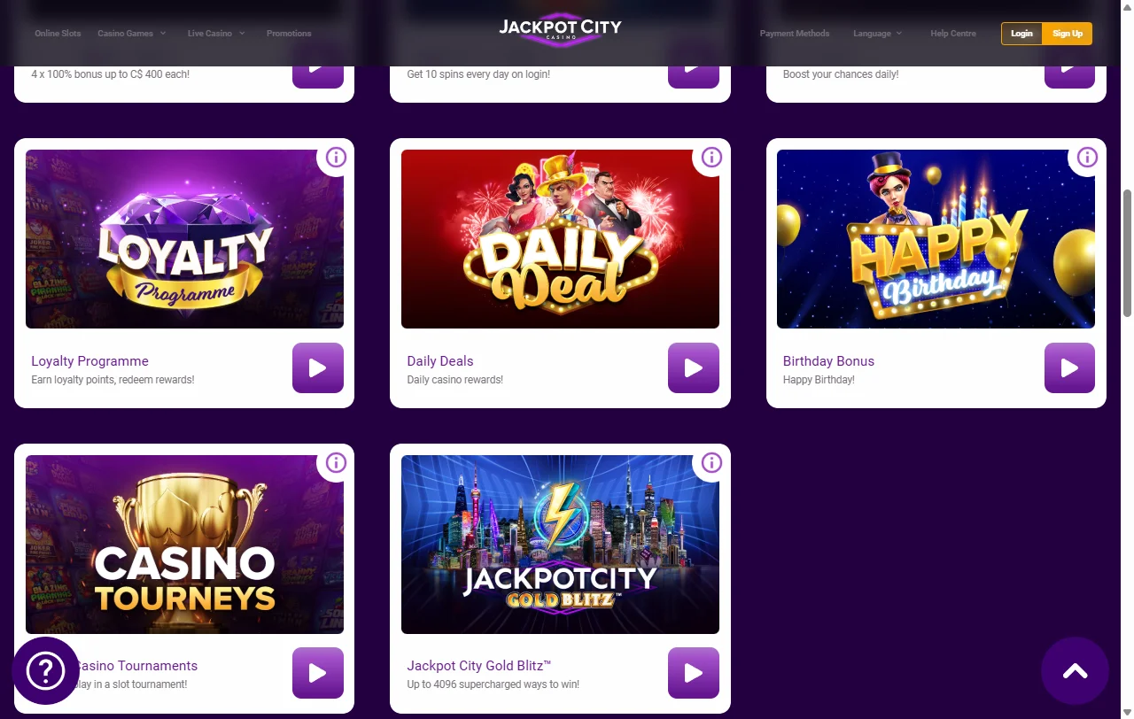 Ofertas de bonificación, bono de bienvenida y promociones recurrentes en Jackpot City Casino España