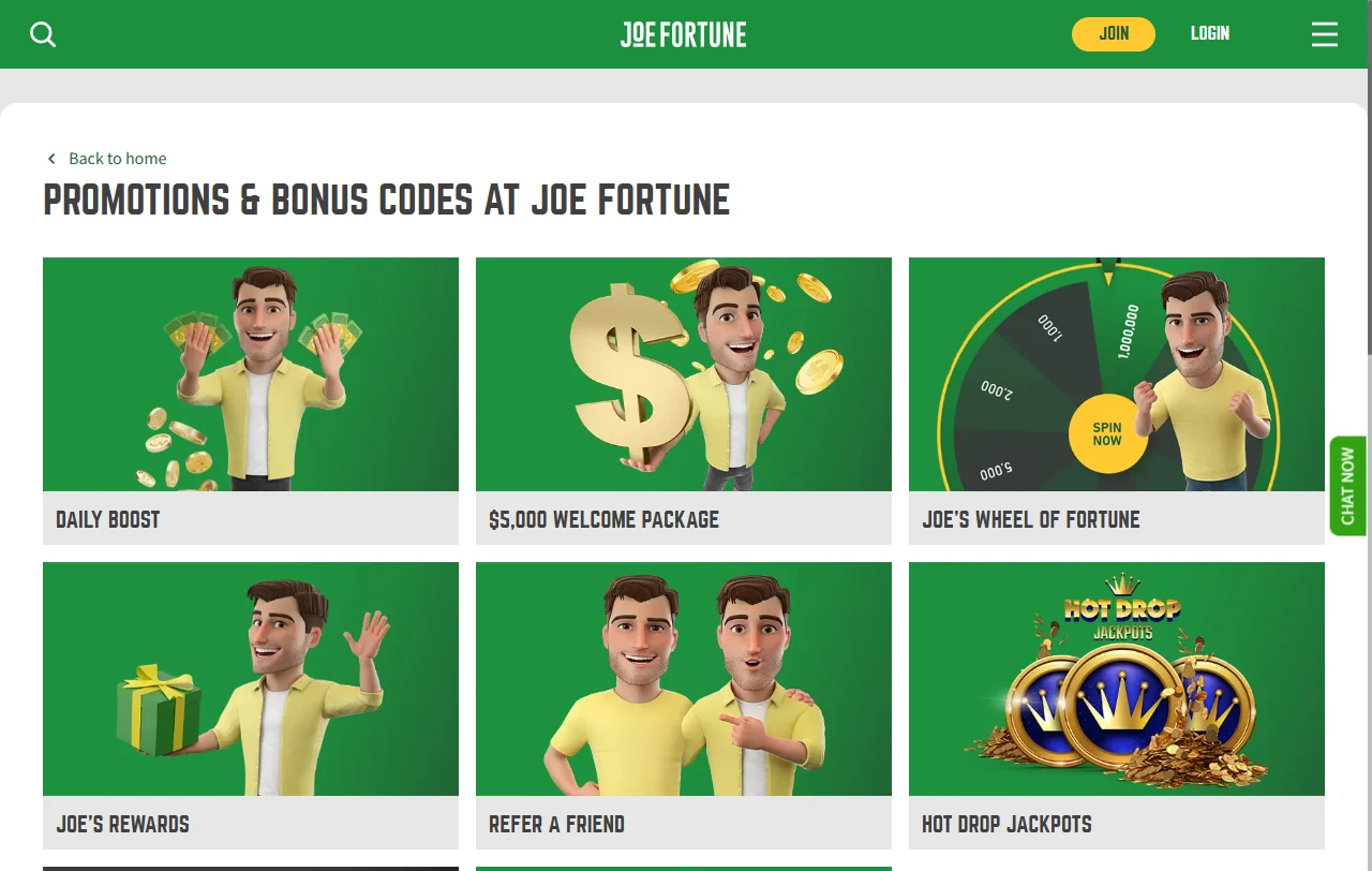 Joe Fortune Casino juegos y proveedores con slots y mesas
