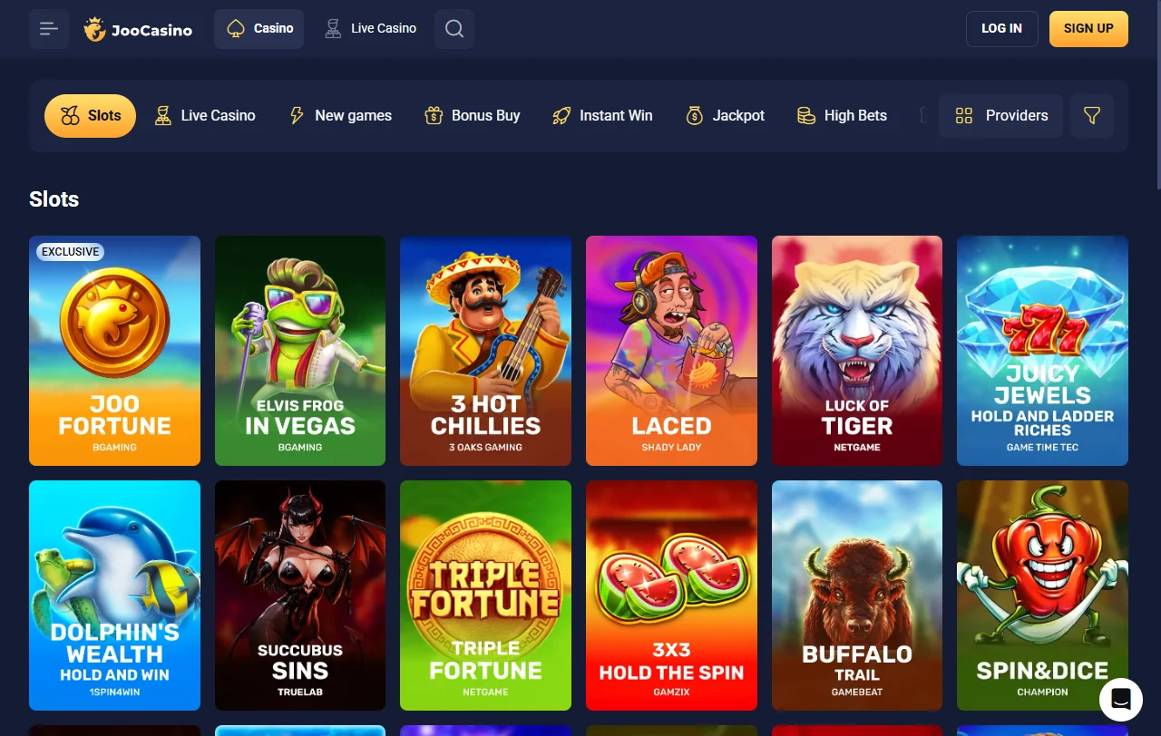 Juegos slots y proveedores en Joo Casino España