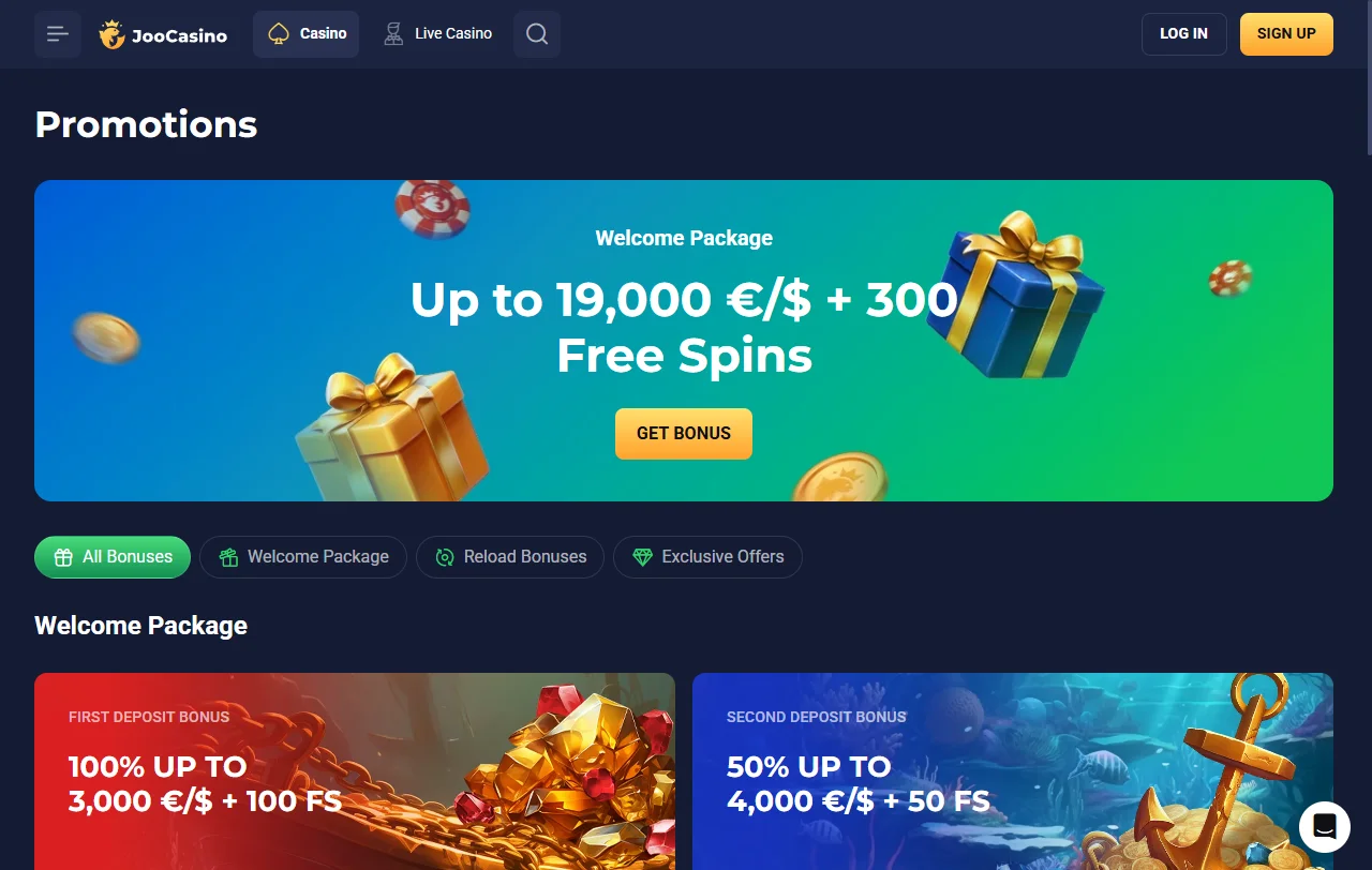 Bonos promociones bienvenida Joo Casino España