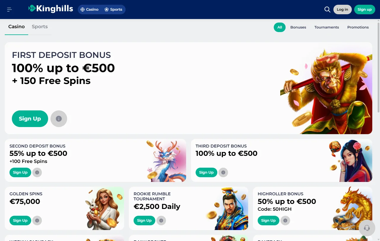Oferta de juegos y proveedores destacados en KingHills Casino
