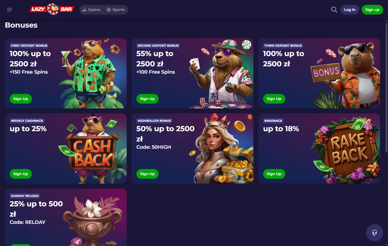 Slots tragaperras y juegos disponibles LazyBar casino España