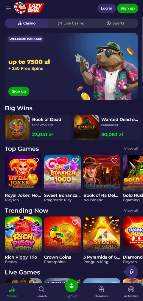 LazyBar casino España experiencia móvil accesibilidad completa