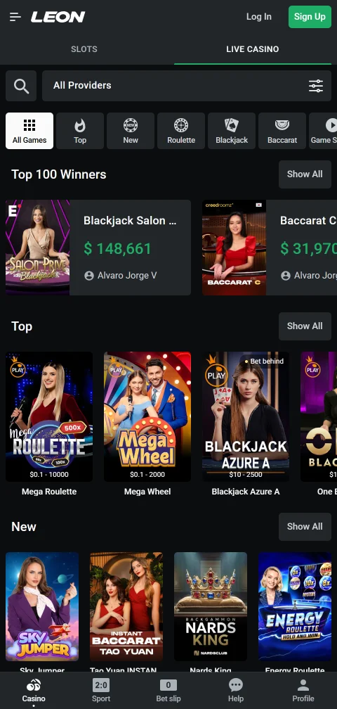 Acceso móvil responsive Leon Casino España cualquier dispositivo
