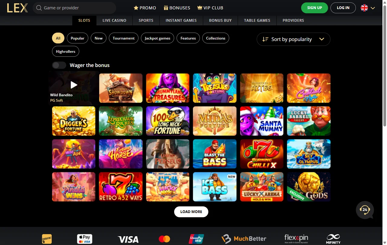 Lex Casino catálogo de juegos y tragaperras online