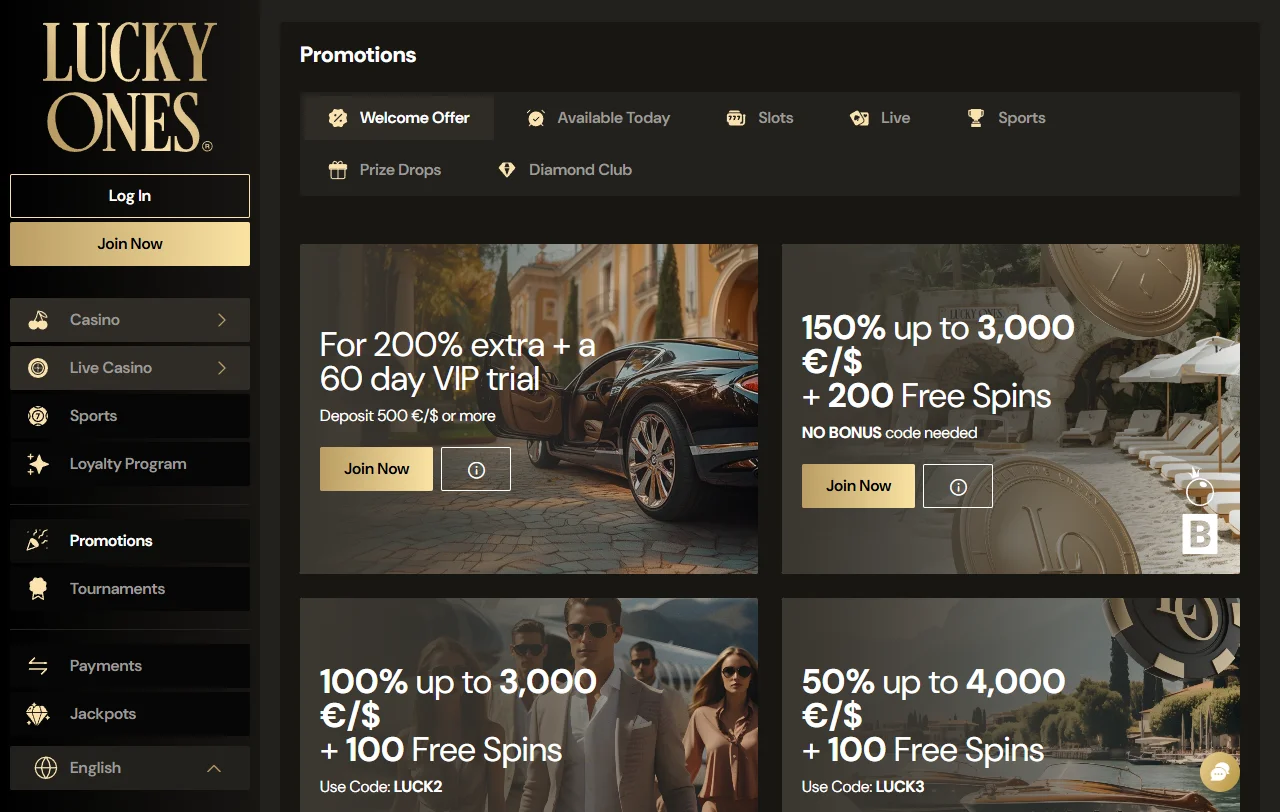 Lucky Ones Casino juegos, tragaperras y oferta de entretenimiento