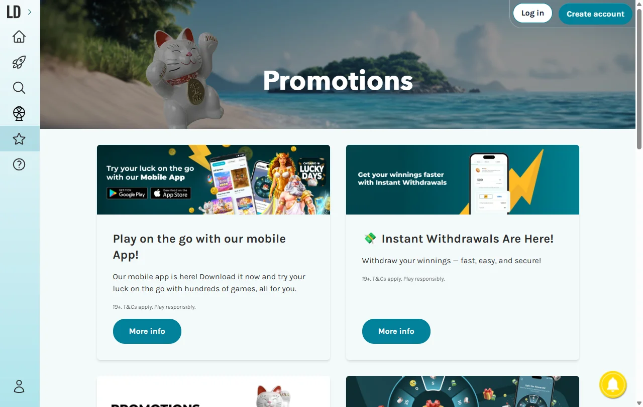 LuckyDays Casino y sus bonos, promociones y requisitos