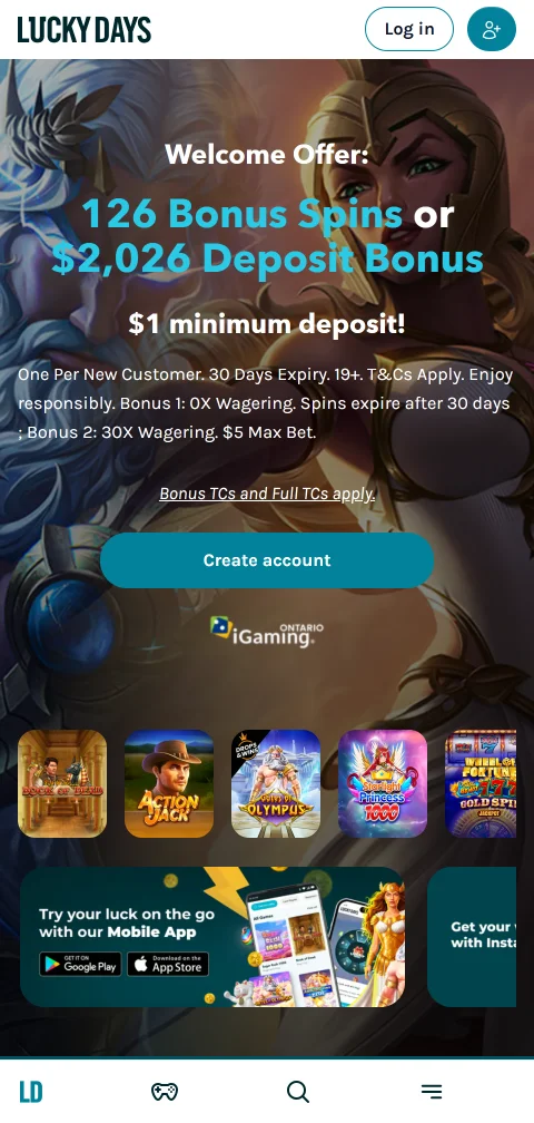 LuckyDays Casino en móvil con acceso adaptado y fluido