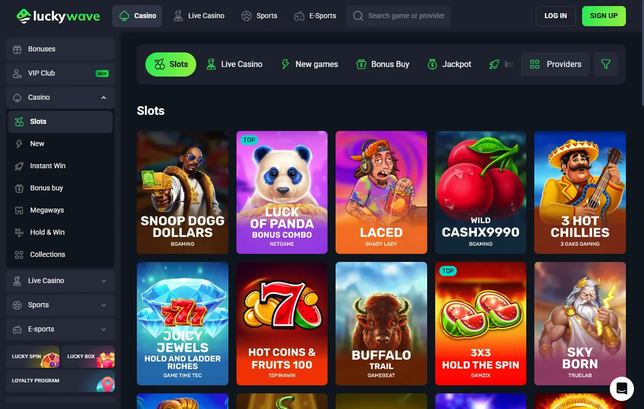 LuckyWave Casino juegos, slots y opciones de entretenimiento