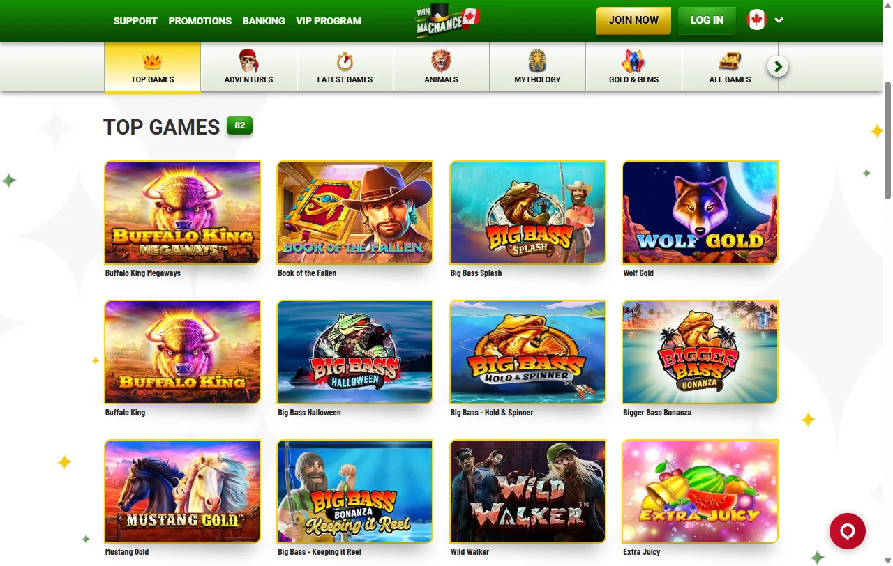 MaChance Casino con slots, mesa y vivo en un solo catálogo