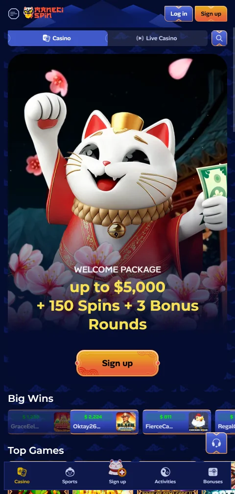 Acceso móvil optimizado de Manekispin Casino en cualquier dispositivo
